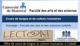 Offre de cours de langue et culture roumaines à l’UdeM