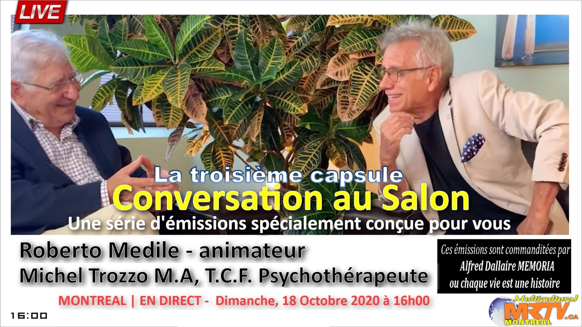 🔴 LIVE | 2020-10-18 Episode 03 «Le vieillissement» – CONVERSATION AU SALON