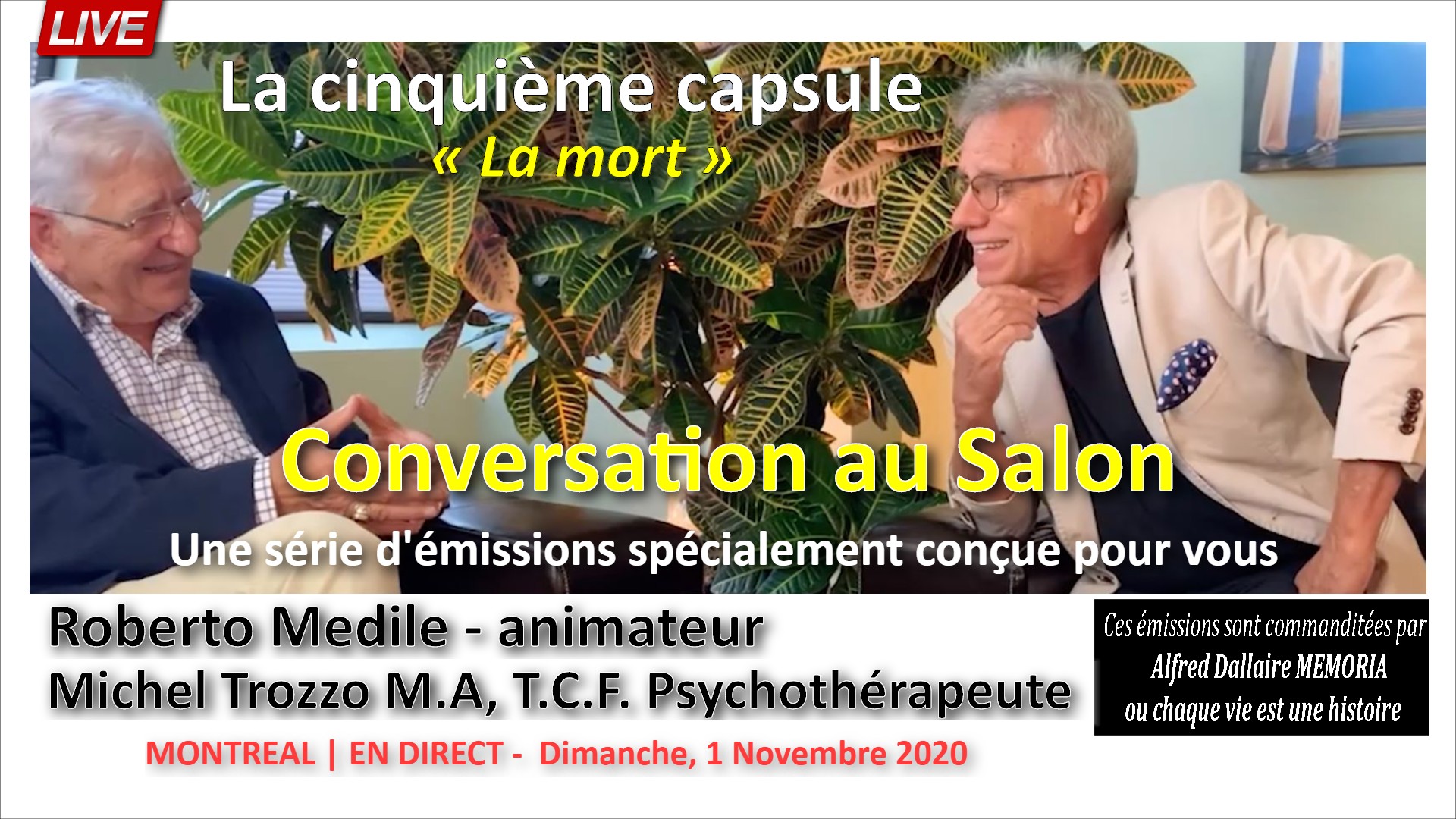 🔴 LIVE | 2020-11-01 Episode 05 «La mort» – CONVERSATION AU SALON