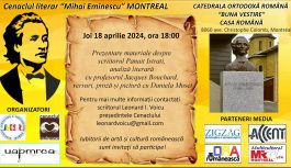 🔴 2014-04-18 | Cenaclul Eminescu Montreal cu profesorul Jacques Bouchard despre scriitorul Panait Istrati, …